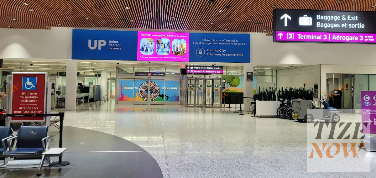 Digital billboard spot in a busy airport